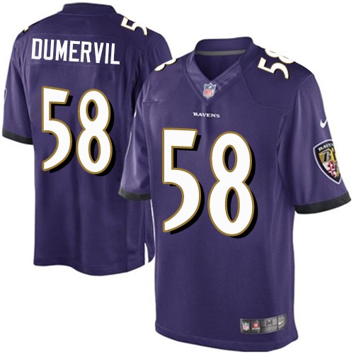 Youth Limited Elvis Dumervil Nike Jersey Purple Home - #58 NFL Baltimore Ravens